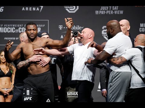 Derrick Lewis Shoves Francis Ngannou at UFC 226 Weigh-Ins – MMA Fighting