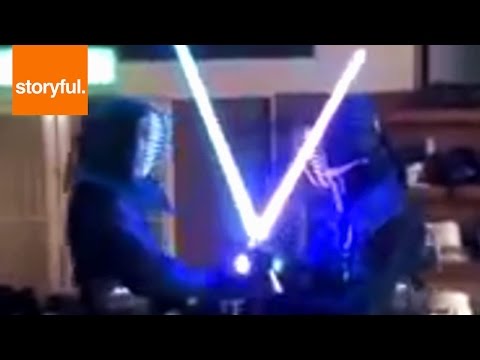 Jedi Have Epic Kendo Swordfight With Lightsabers (Storyful, Extreme Sports)