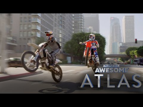 Robbie Maddison Dirtbikes Through Downtown LA & Jumps 1st Street Bridge | Atlas | People Are Awesome