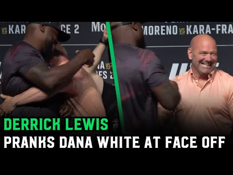 Derrick Lewis pranks and scares Dana White at UFC 277 Face Off