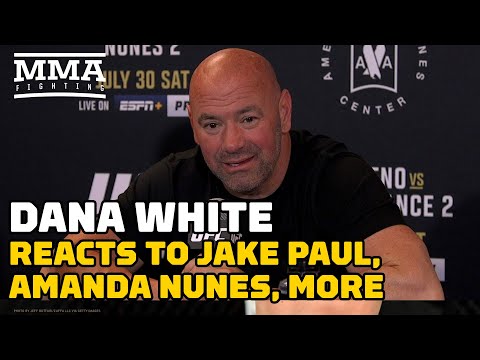 Dana White Reacts To Amanda Nunes Win, Jake Paul Cancellation, More | UFC 277 | MMA Fighting