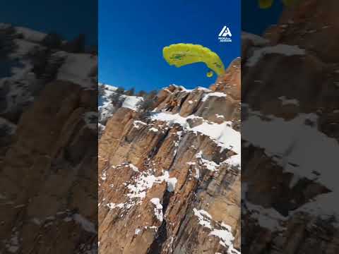 Person Does Parachute Jump While Skiing Off Cliff | People Are Awesome #shorts