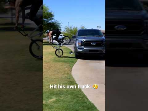 Backflip to truck smash. 😢 Jeremy Malott coming up a few feet short on this wild backflip send.#bmx