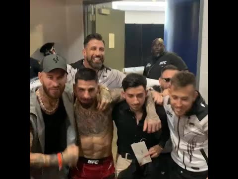 Ilia Topuria celebrated with Sergio Ramos after his win at UFC Jacksonville 👏 #shorts