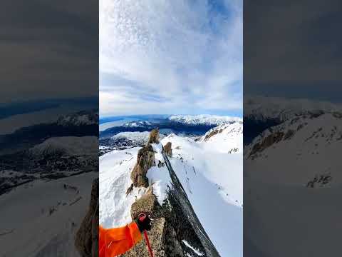 Skiing down a cliff! #skiing #crazy #extremesports